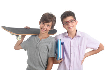 nerd and skater on white background © atikinka2