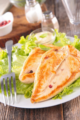 chicken breast and salad