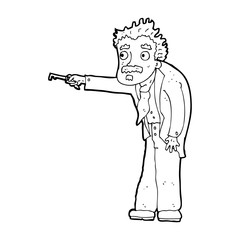 cartoon man trembling with key unlocking