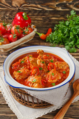 Chakhokhbili - chicken stewed with tomatoes