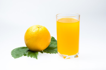 Glass of orange juice isolated on white