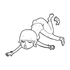 cartoon woman floating