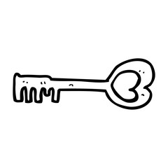 cartoon heart shaped key