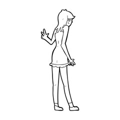 cartoon woman waving