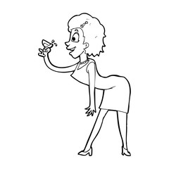 cartoon woman with drink