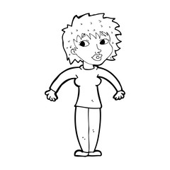 cartoon woman shrugging shoulders