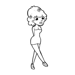 cartoon woman posing in dress
