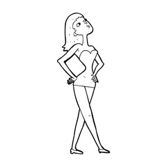cartoon woman in party dress