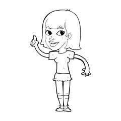cartoon pretty girl with idea