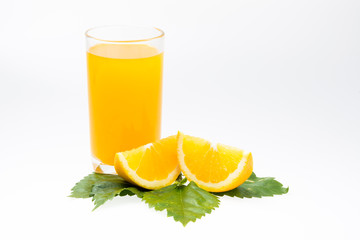 Glass of orange juice isolated on white