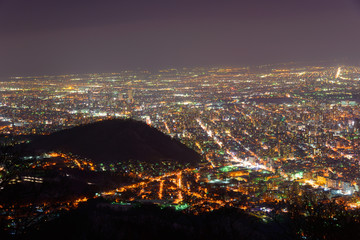 Sapporo at dusk, view from Observatory of Mt.Moiwa