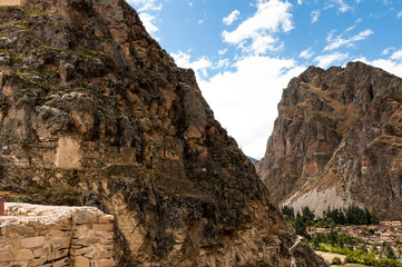 Terraces of Pisac in Urubamba valley near Cusco (Peru)