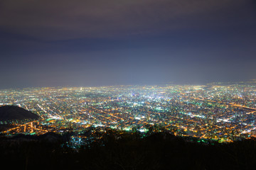 Fototapeta na wymiar Sapporo at dusk, view from Observatory of Mt.Moiwa