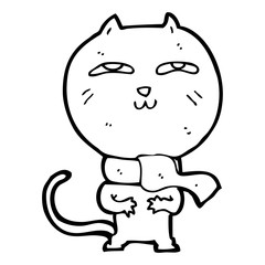 cartoon funny cat wearing scarf
