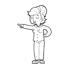 cartoon friendly woman pointing