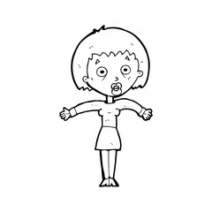 cartoon woman shrugging shoulders