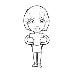 cartoon worried woman