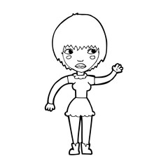 cartoon waving woman