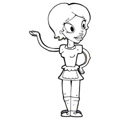cartoon woman in maid costume