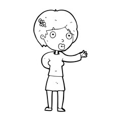 cartoon waving woman