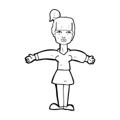 cartoon woman shrugging shoulders