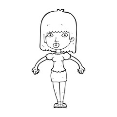 cartoon woman shrugging shoulders