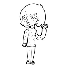 cartoon waving woman