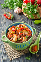 Vegetable stew with chicken and beans