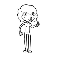 cartoon woman giving thumbs up symbol