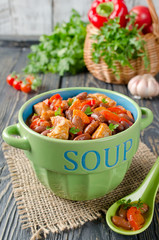 Vegetable stew with chicken and beans