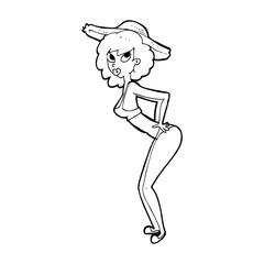 cartoon pin-up beach girl