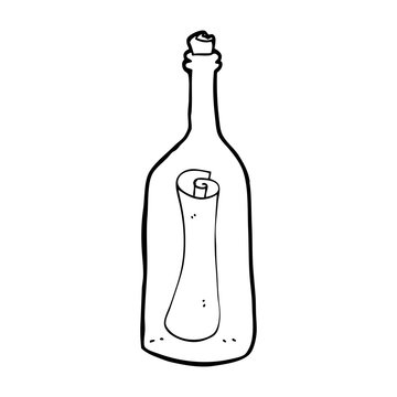 cartoon letter in a bottle