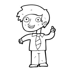 cartoon school boy with idea