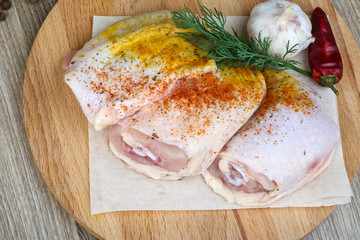 Raw chicken thights