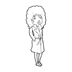 cartoon woman in trench coat