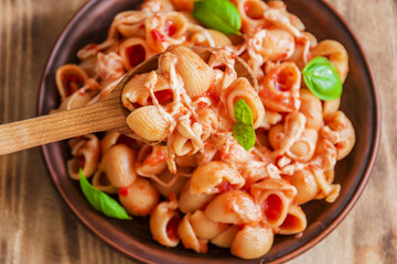 pasta with tomato sauce and cheese