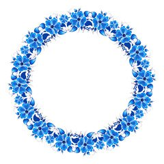 Gzhel Style Flowers. Blue. Design Element. Vector