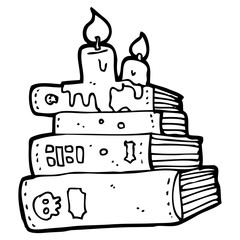 cartoon spooky old books