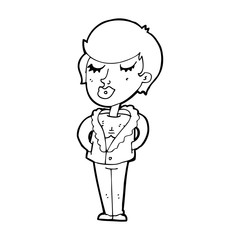 cartoon cool relaxed woman