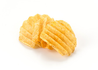 potato chips on white background