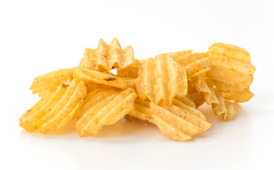 potato chips on white background