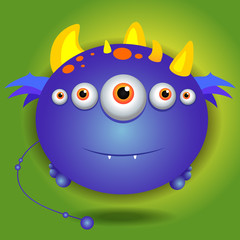 Blue monster. Vector illustration.