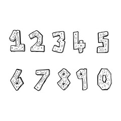 cartoon wooden numbers