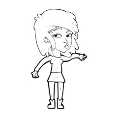 cartoon woman playing it cool