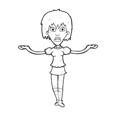 cartoon woman shrugging shoulders