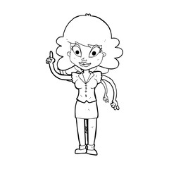 cartoon happy woman with idea