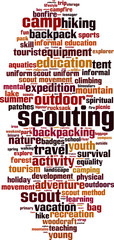 Scouting word cloud concept. Vector illustration