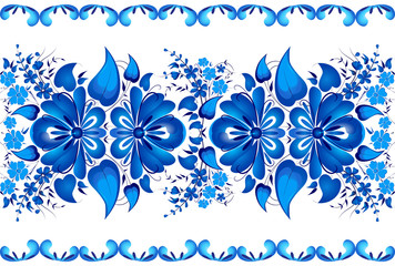 Gzhel Style Blue Flowers. Seamless Pattern. Vector