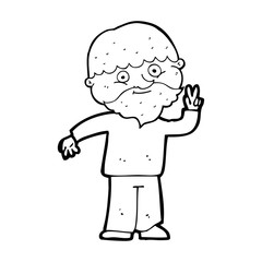 cartoon man giving peace sign