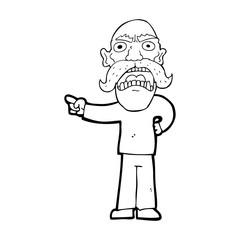 cartoon angry old man